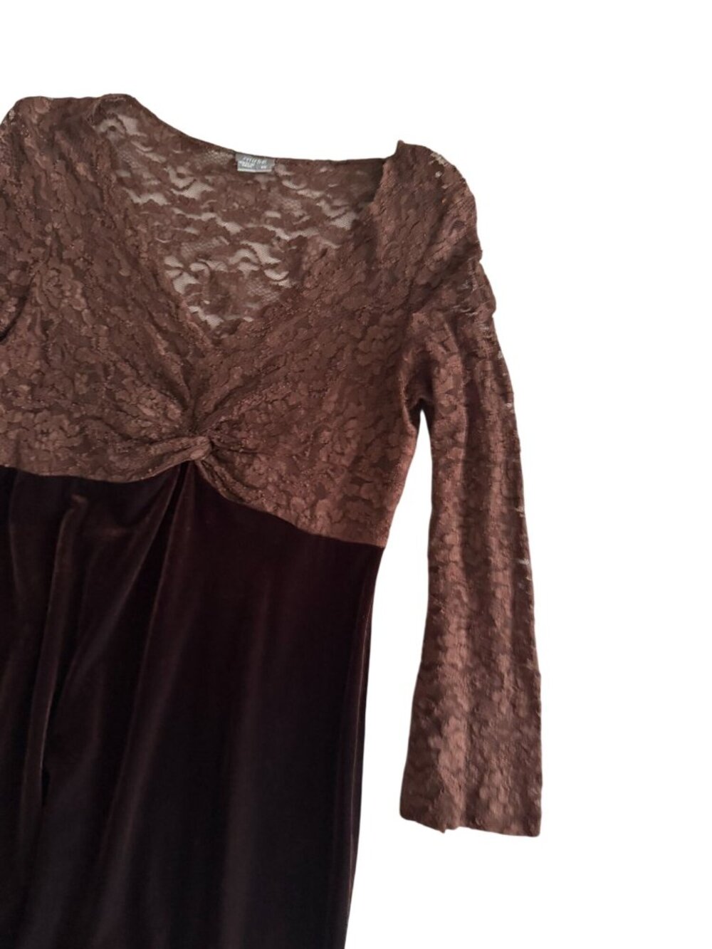 MUSE Brown Velvet Lace Cocktail Dress Size 10 - Picture 4 of 9